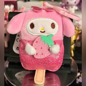 Sanrio My Melody Strawberry Popsicle Stuffed Plush Keychain Clip